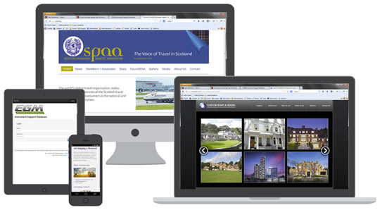 Portfolio websites shown on deskop, laptop, tablet and mobile devices